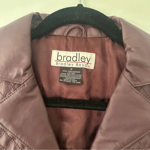 NWOT Bradley Bayou Moto Jacket Burgundy Purple Leather Quilt Size Small - Picture 5 of 12